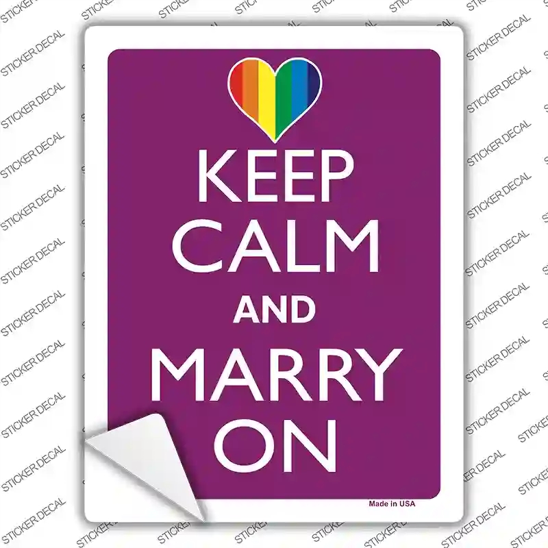 P-2228s-S Keep Calm Marry on Novelty Rectangle Sticker Decal, Small