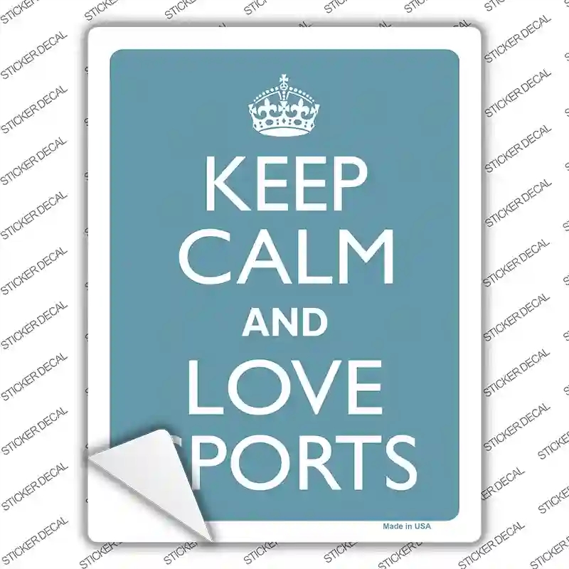 P-2248s-L Keep Calm Love Sports Novelty Rectangle Sticker Decal, Large