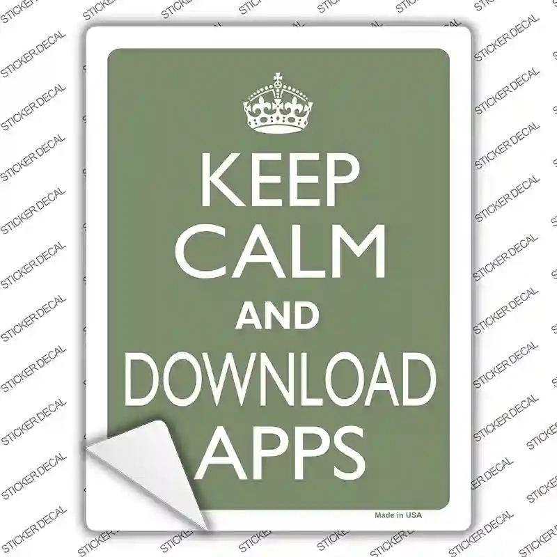 P-2253s-S Keep Calm Download Apps Novelty Rectangle Sticker Decal, Small
