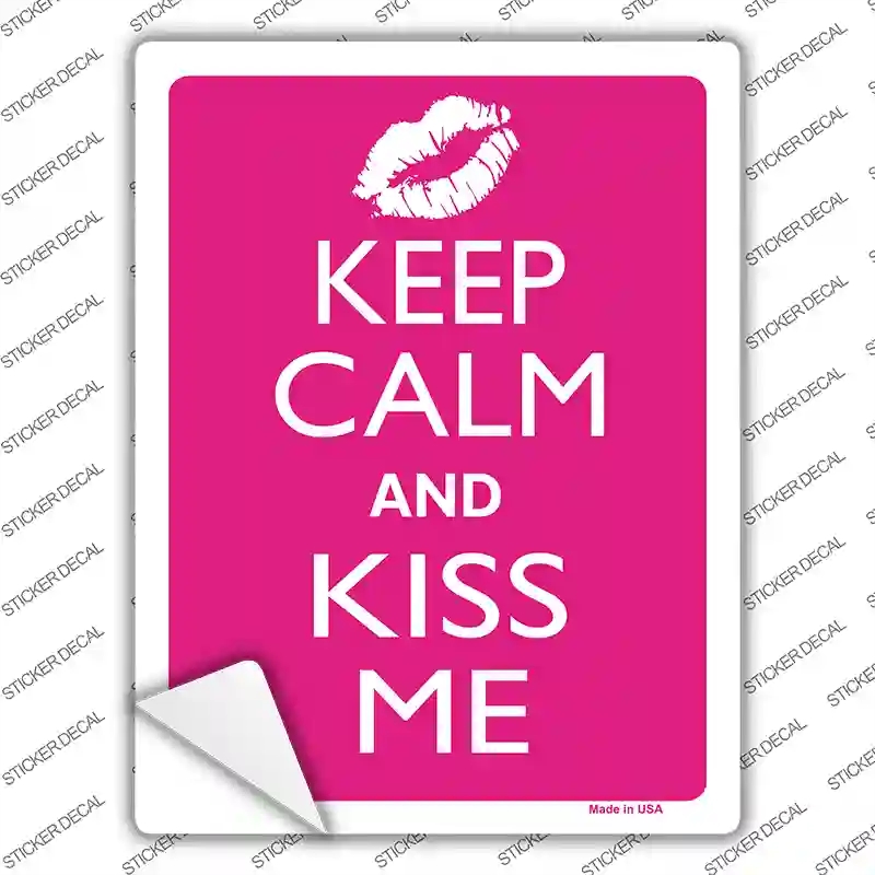 P-2256s-L Keep Calm Kiss Me Novelty Rectangle Sticker Decal, Large