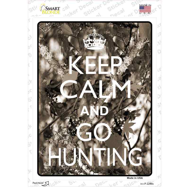 P-2286s-M Keep Calm Go Hunting Novelty Rectangle Sticker Decal, Medium