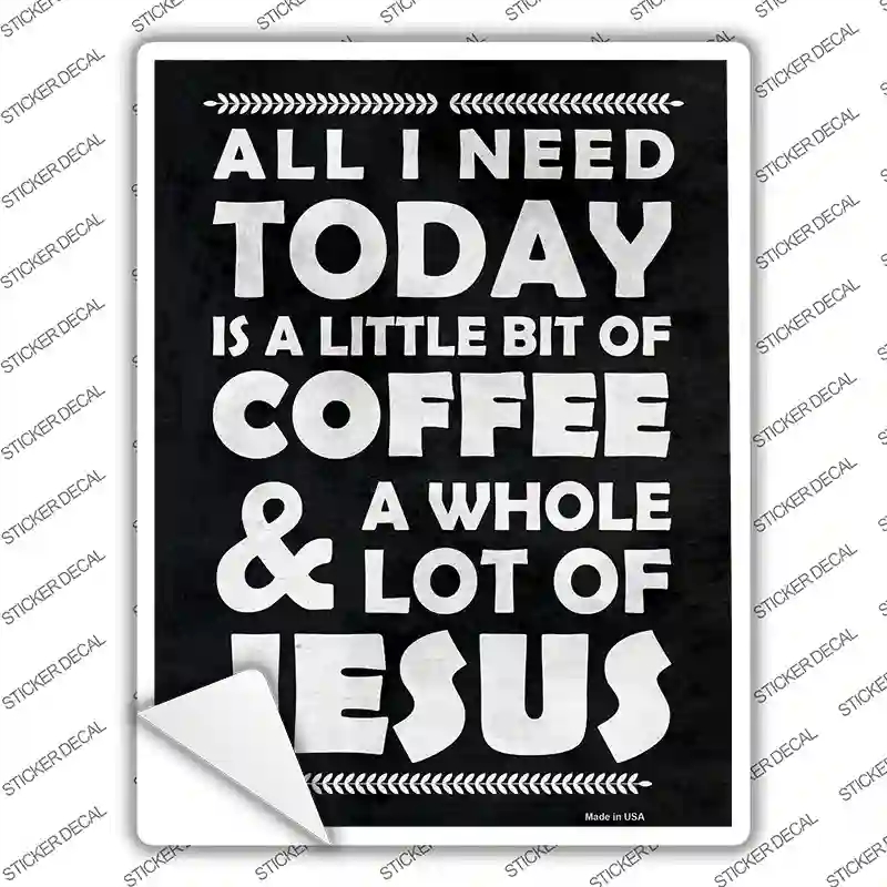 P-2499s-S Coffee & Jesus Novelty Rectangle Sticker Decal, Small