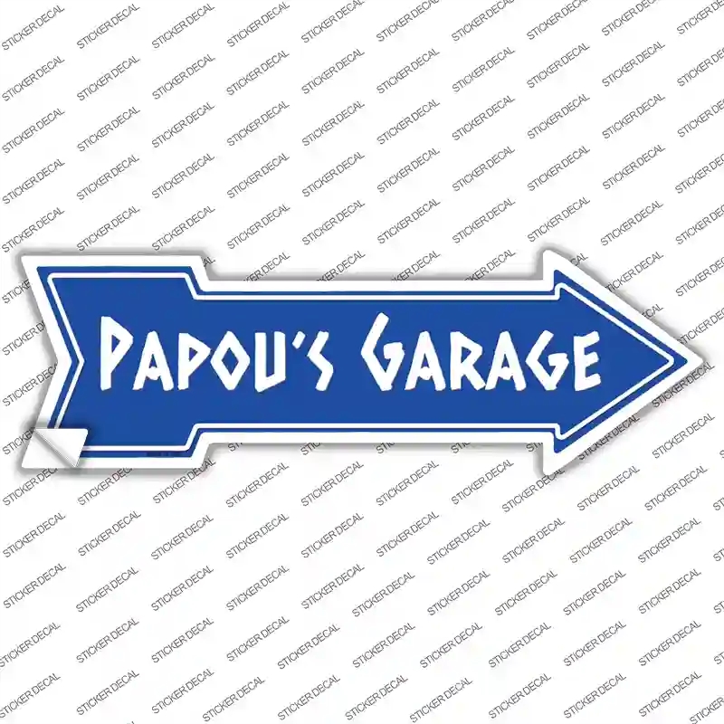 A-765s-L Papous Garage Blue Novelty Arrow Sticker Decal, Large