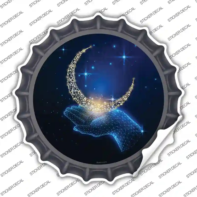 BC-1651s-L Moon in Hand Novelty Bottle Cap Sticker Decal, Large