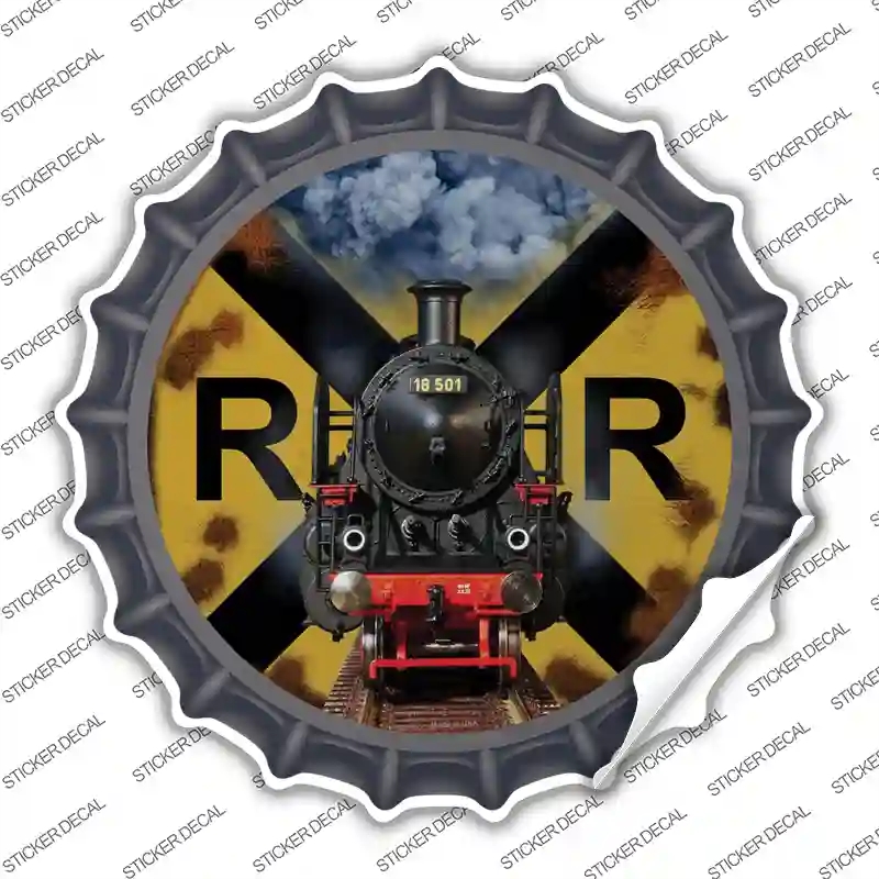 BC-1659s-XL Railroad Crossing Train Novelty Bottle Cap Sticker Decal, Extra Large