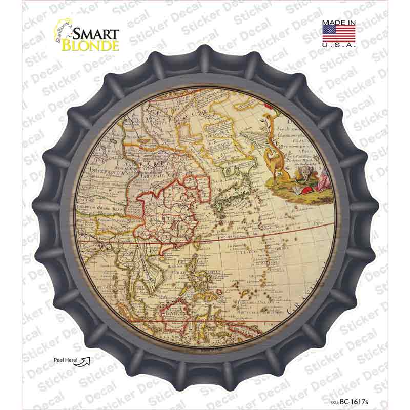 BC-1617s-M East Asia Map Novelty Bottle Cap Sticker Decal, Medium