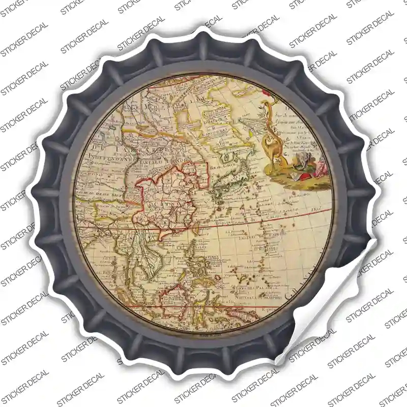 BC-1617s-XL East Asia Map Novelty Bottle Cap Sticker Decal, Extra Large