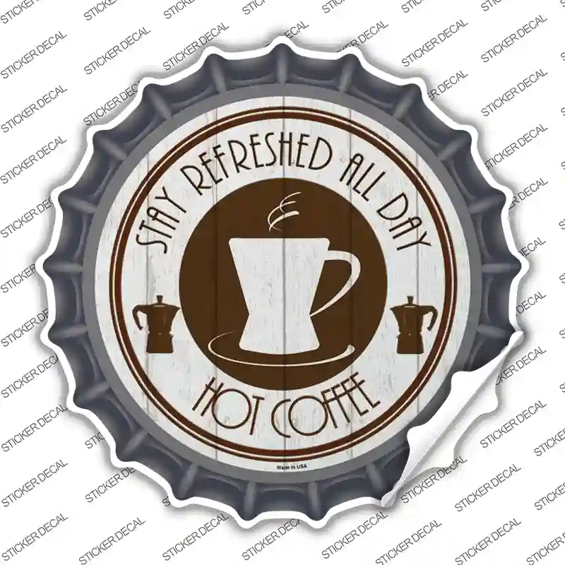 BC-1368s-L Stay Refreshed All Day Novelty Bottle Cap Sticker Decal, Large