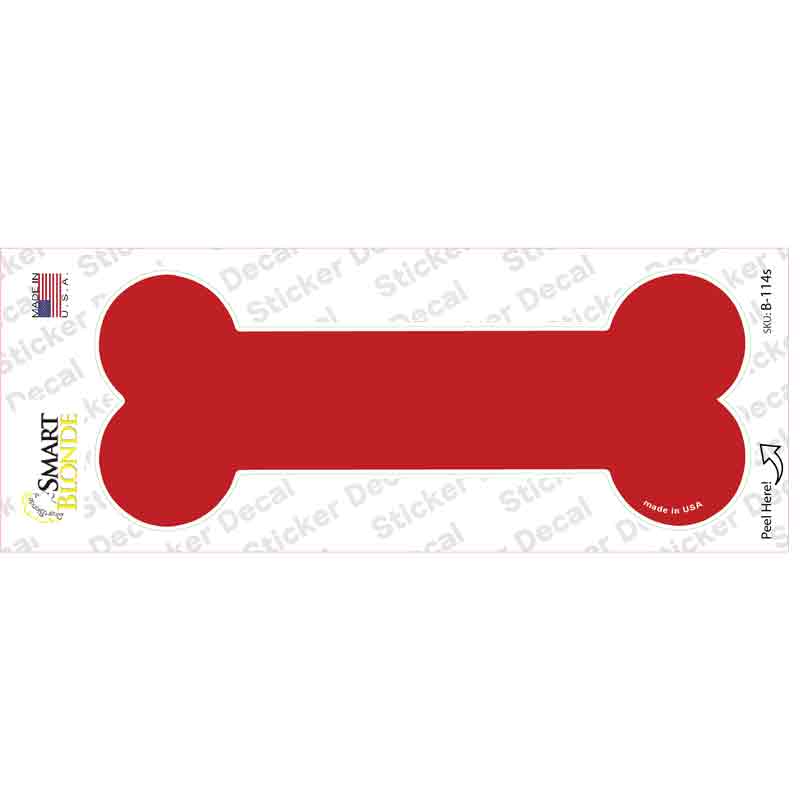 B-114s-M Red Solid Novelty Bone Sticker Decal, Medium