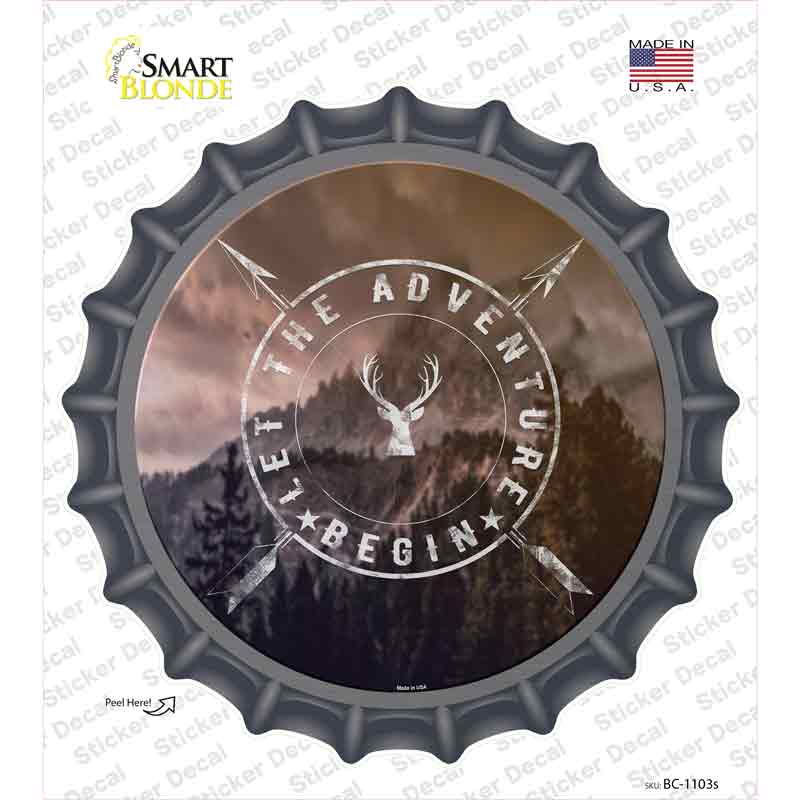 BC-1103s-M Let the Adventure Begin Novelty Bottle Cap Sticker Decal, Medium