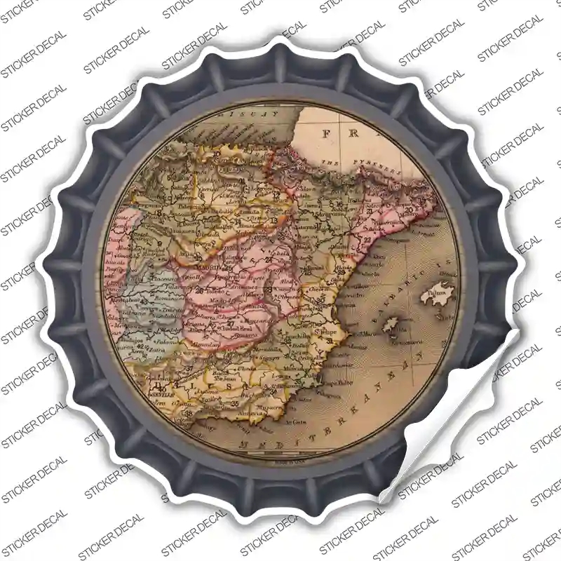 BC-1619s-L Spain Map Novelty Bottle Cap Sticker Decal, Large