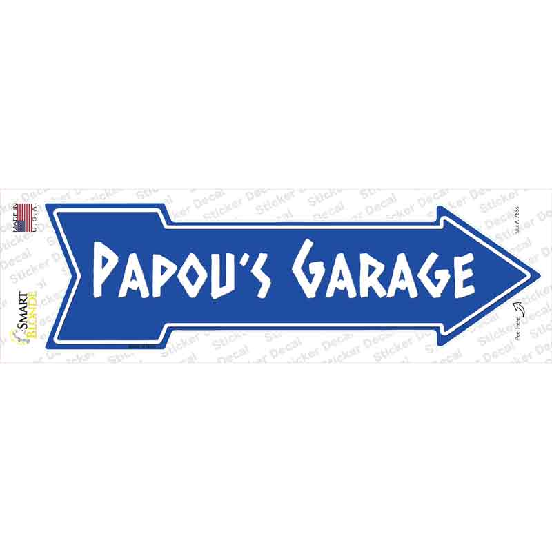 A-765s-M Papous Garage Blue Novelty Arrow Sticker Decal, Medium