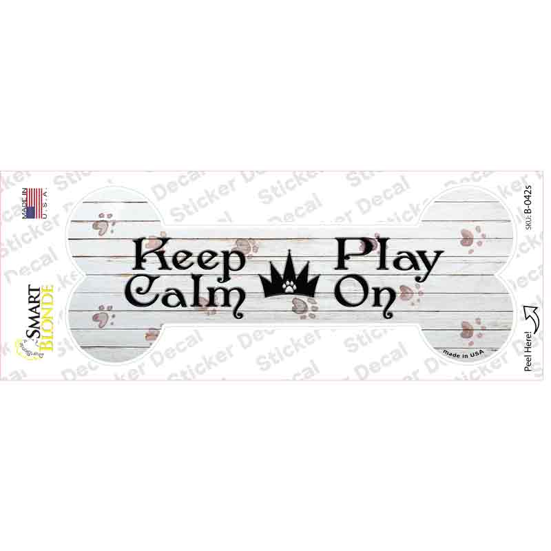 B-042s-M Keep Calm Play on Novelty Bone Sticker Decal, Medium