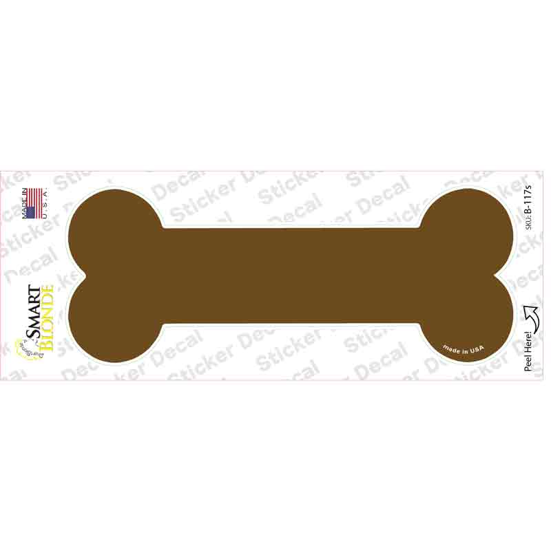 B-117s-M Brown Solid Novelty Bone Sticker Decal, Medium