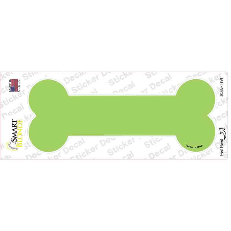 B-119s-M Lime Green Solid Novelty Bone Sticker Decal, Medium