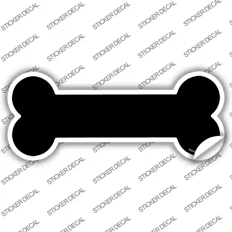 B-123s-S Black Solid Novelty Bone Sticker Decal, Small