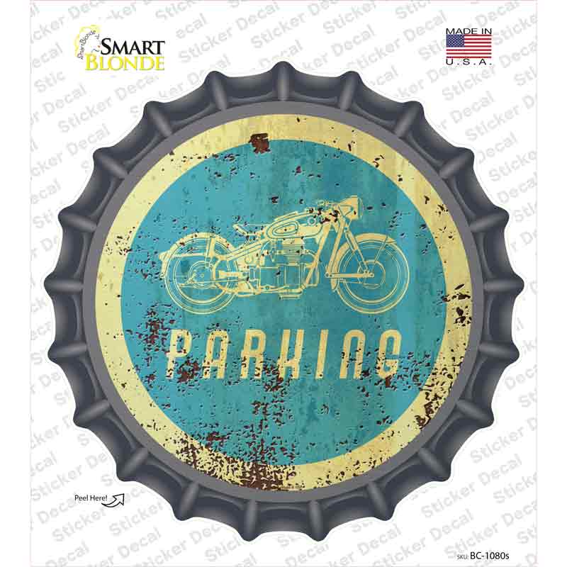 BC-1080s-M Motorcycle Parking Novelty Bottle Cap Sticker Decal, Medium