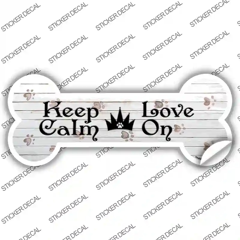 B-053s-L Keep Calm Love on Novelty Bone Sticker Decal, Large