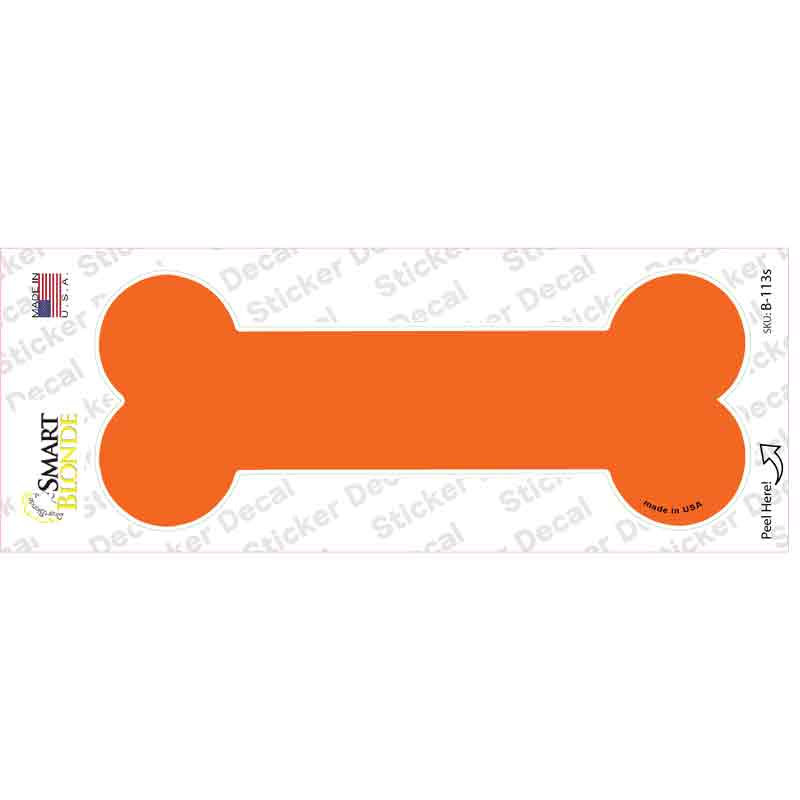 B-113s-M Orange Solid Novelty Bone Sticker Decal, Medium