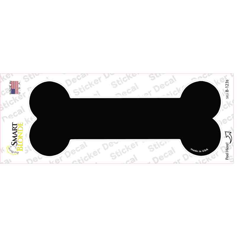 B-123s-M Black Solid Novelty Bone Sticker Decal, Medium