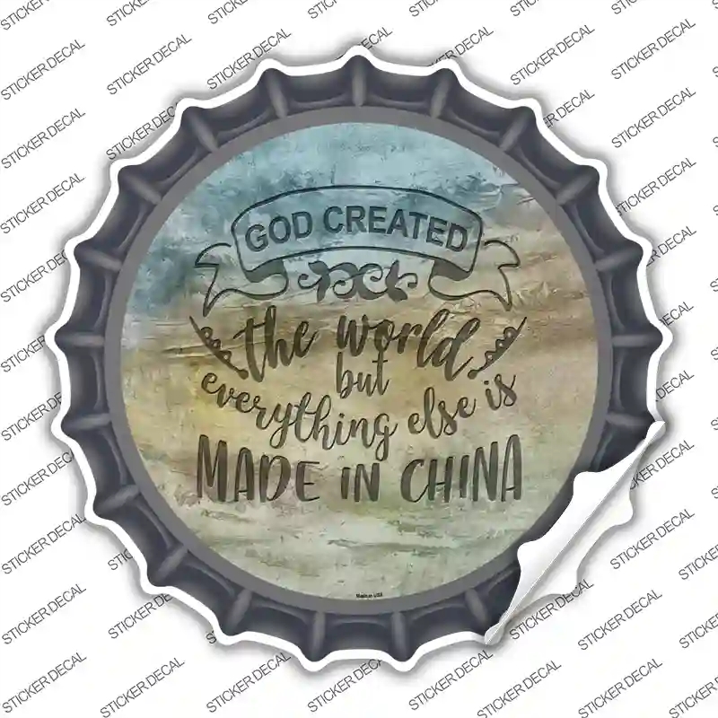 BC-1095s-XL God Created the World Novelty Bottle Cap Sticker Decal, Extra Large