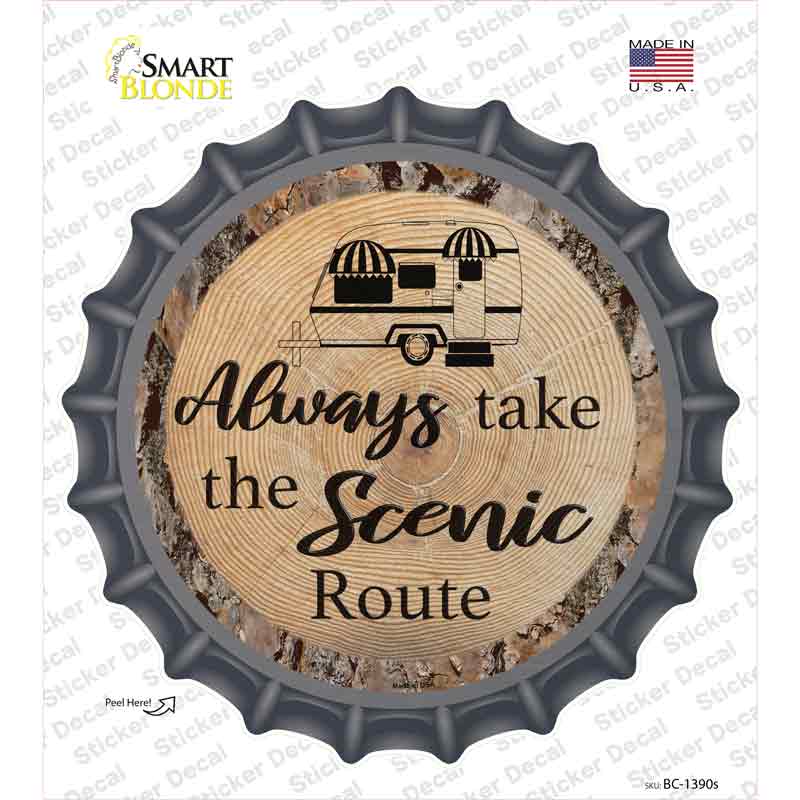 BC-1390s-M Scenic Route Novelty Bottle Cap Sticker Decal, Medium