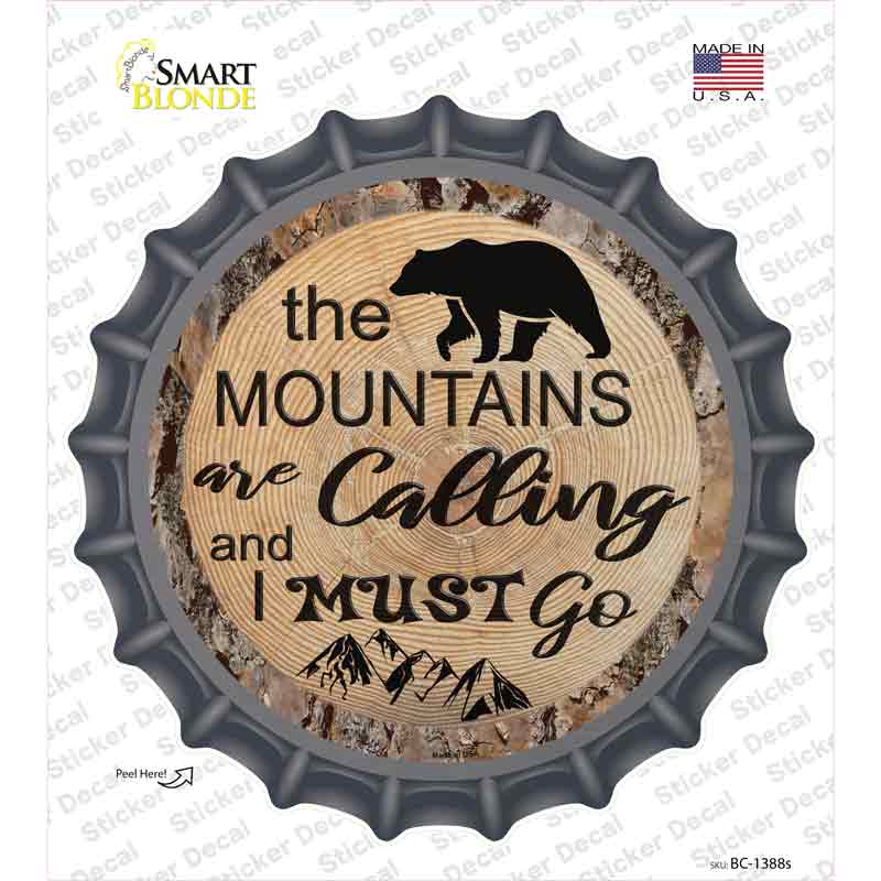 BC-1388s-M Mountains are Calling Novelty Bottle Cap Sticker Decal, Medium