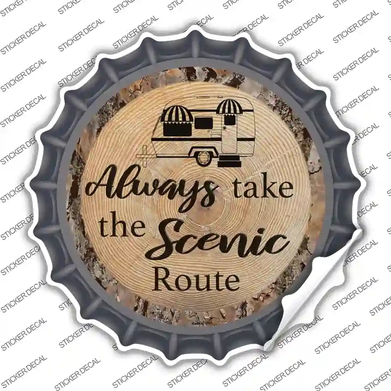BC-1390s-S Scenic Route Novelty Bottle Cap Sticker Decal, Small
