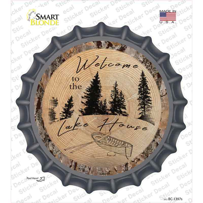 BC-1397s-M Welcome to the Lake House Novelty Bottle Cap Sticker Decal, Medium