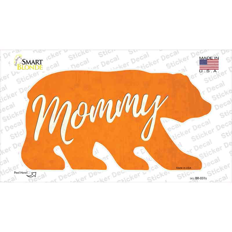 BR-031s-M Mommy Orange Novelty Bear Sticker Decal, Medium