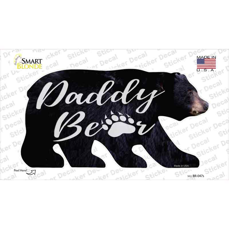 BR-047s-M Daddy Paw Novelty Bear Sticker Decal, Medium