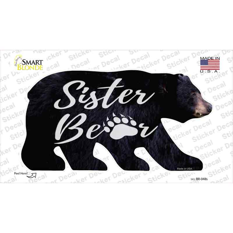 BR-048s-M Sister Paw Novelty Bear Sticker Decal, Medium