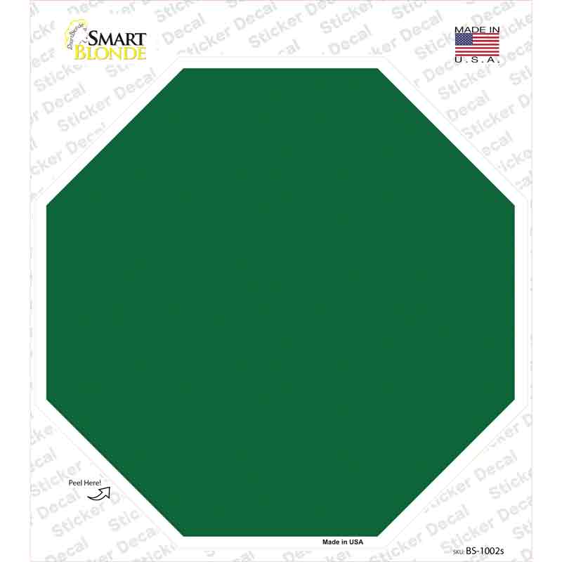BS-1002s-M Green Solid Novelty Octagon Sticker Decal, Medium