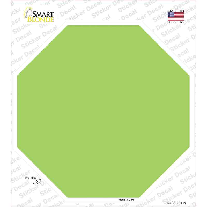 BS-1011s-M Lime Green Solid Novelty Octagon Sticker Decal, Medium