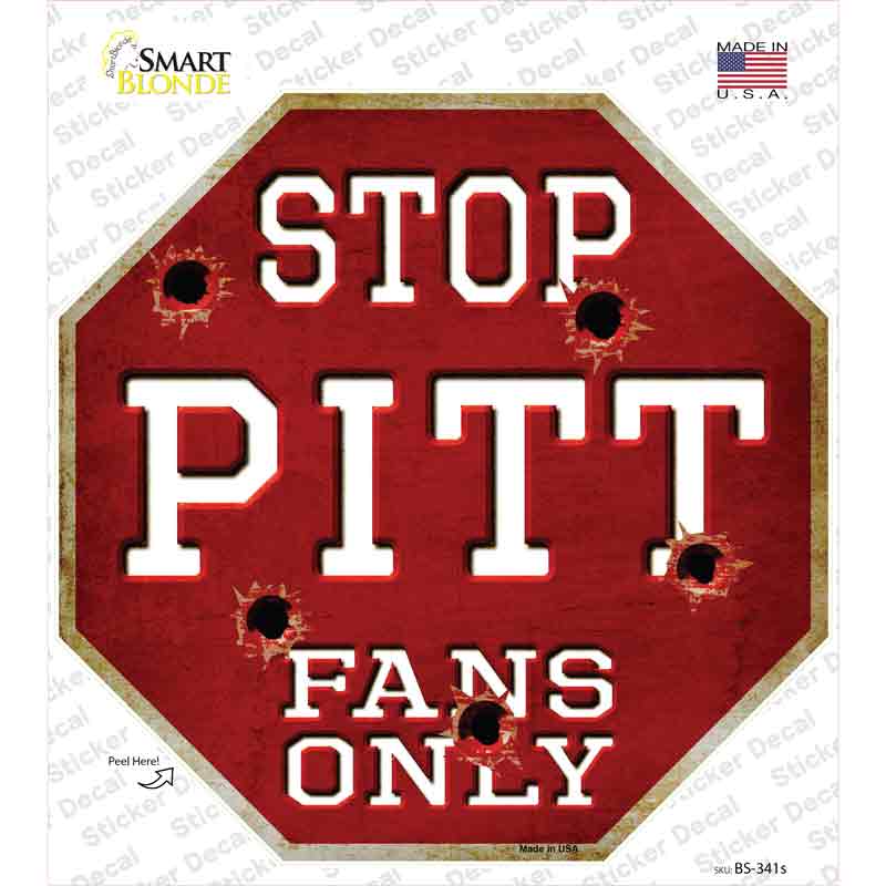 BS-341s-M Pitt Fans Only Novelty Octagon Sticker Decal, Medium