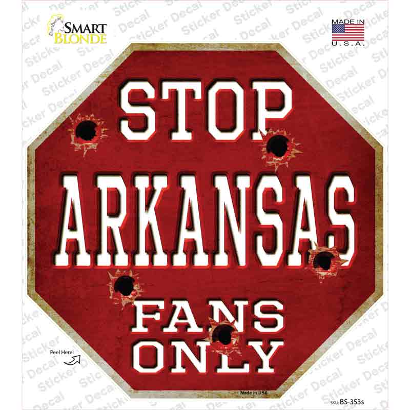 BS-353s-M Arkansas Fans Only Novelty Octagon Sticker Decal, Medium
