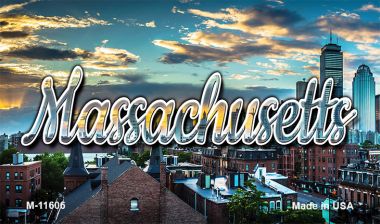 M-11606 3.5 x 2 in. Massachusetts Sunset Skyline Magnet