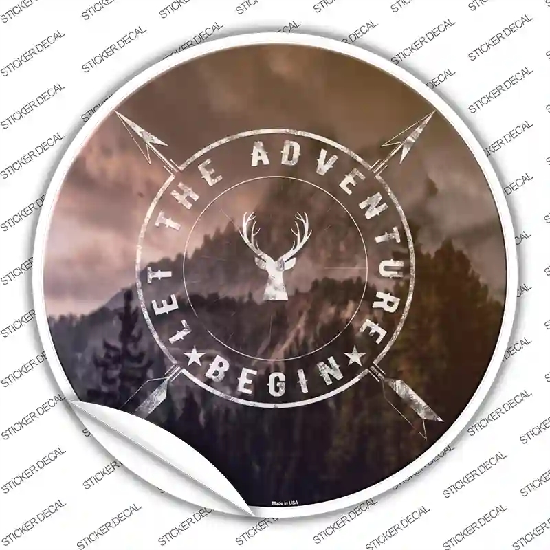 C-1103s-L Let the Adventure Begin Novelty Circle Sticker Decal, Large
