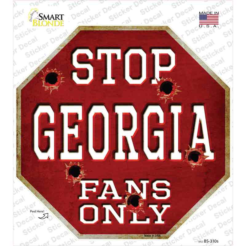 BS-310s-M Georgia Fans Only Novelty Octagon Sticker Decal, Medium
