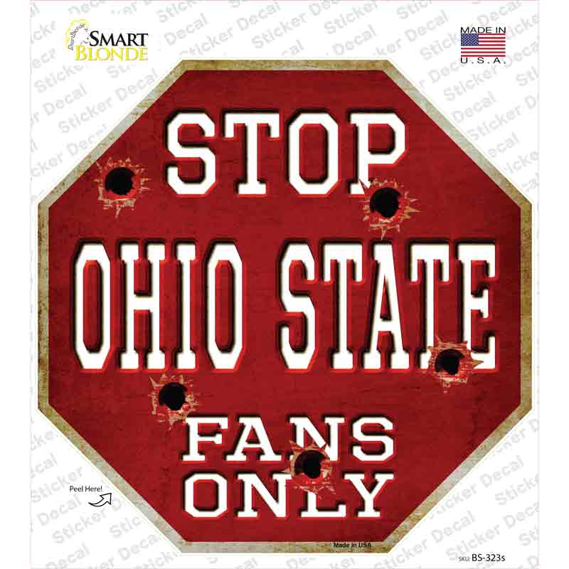 BS-323s-M Ohio State Fans Only Novelty Octagon Sticker Decal, Medium