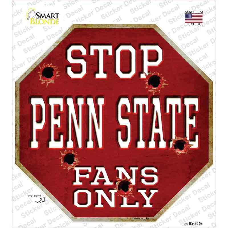BS-326s-M Penn State Fans Only Novelty Octagon Sticker Decal, Medium