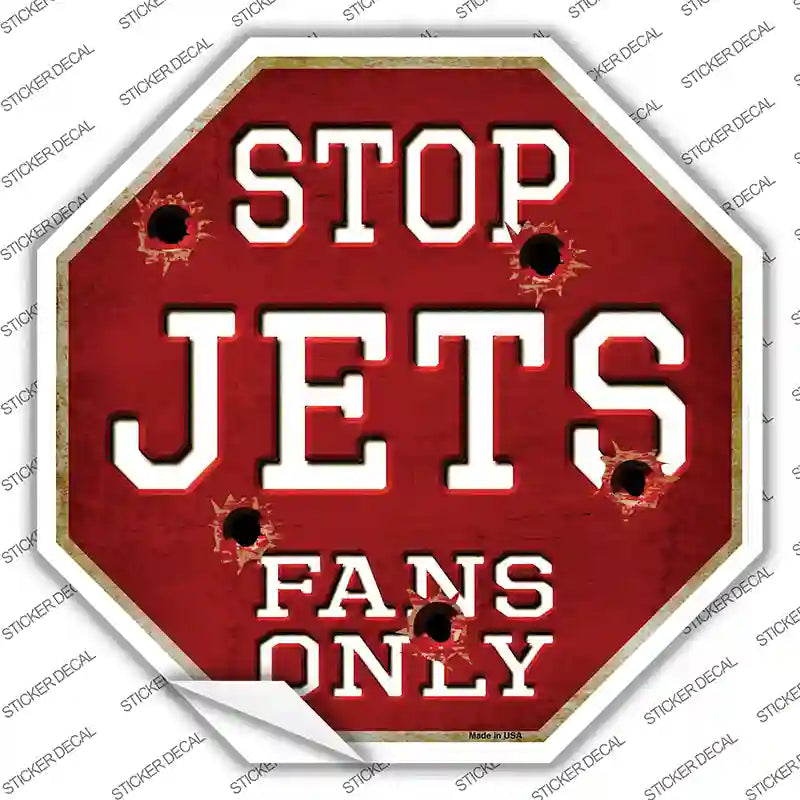 BS-287s-S Jets Fans Only Hockey Novelty Octagon Sticker Decal, Small