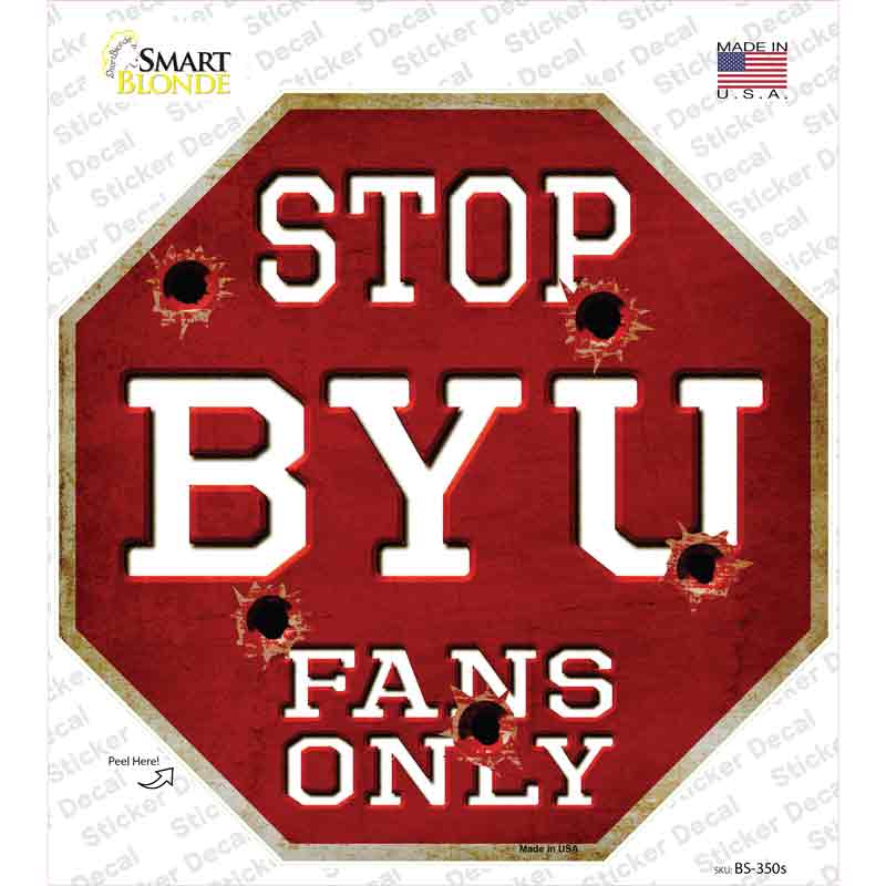 BS-350s-M BYU Fans Only Novelty Octagon Sticker Decal, Medium