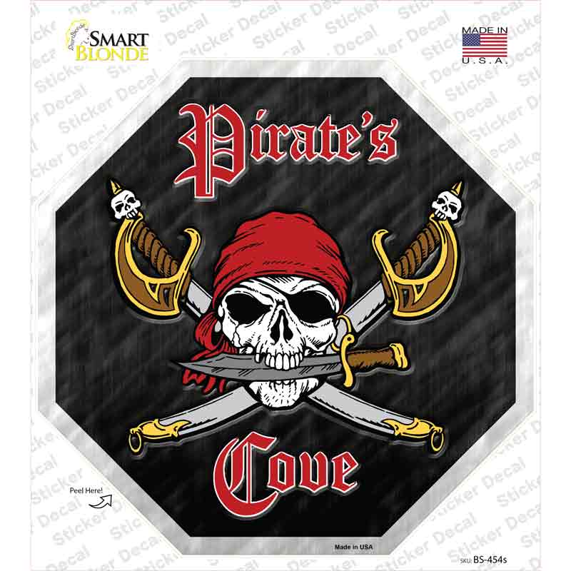BS-454s-M Pirates Cove Novelty Octagon Sticker Decal, Medium