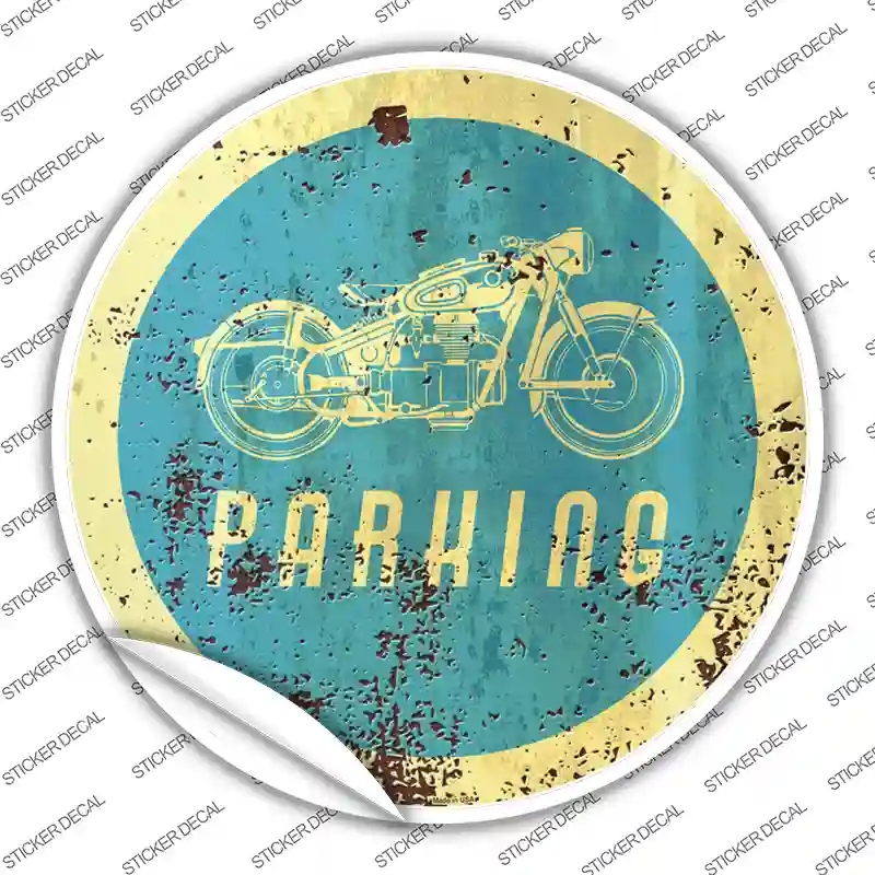 C-1080s-L Motorcycle Parking Novelty Circle Sticker Decal, Large