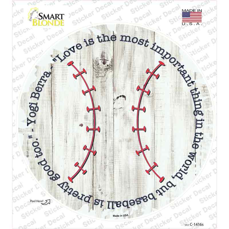 C-1416s-M Love & Baseball Novelty Circle Sticker Decal, Medium