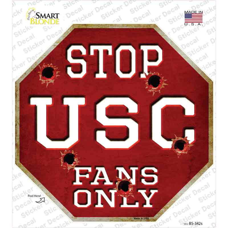BS-342s-M USC Fans Only Novelty Octagon Sticker Decal, Medium