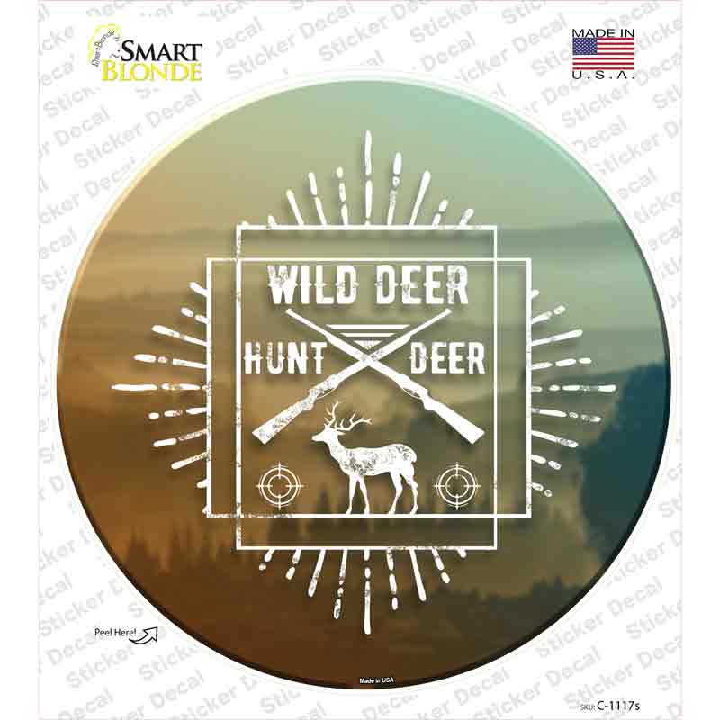 C-1117s-M Hunt Wild Deer Novelty Circle Sticker Decal, Medium