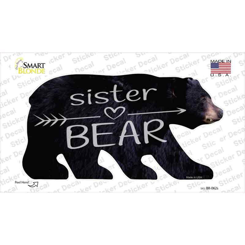BR-062s-M Sister Arrow Novelty Bear Sticker Decal, Medium