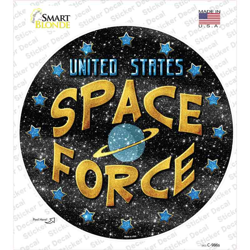 C-986s-M US Space Force Novelty Circle Sticker Decal, Medium